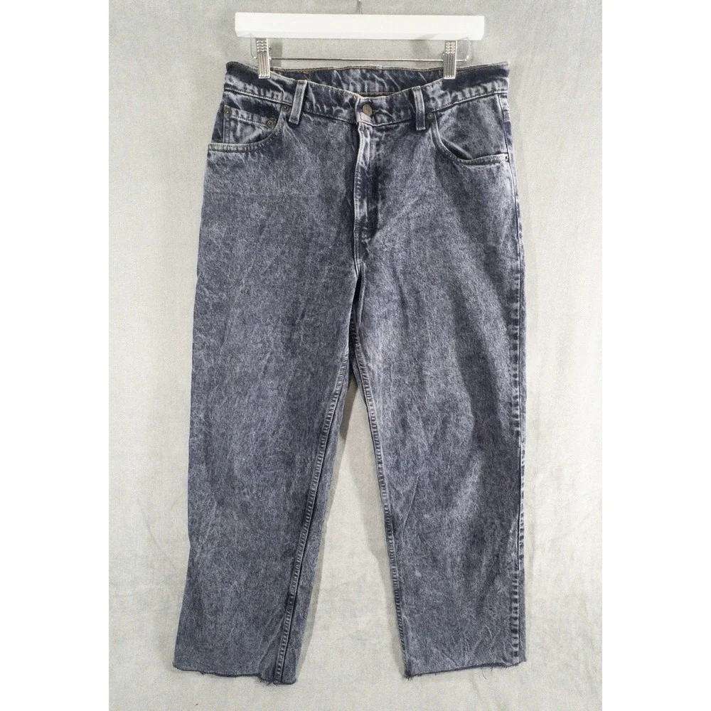 Vtg 1997 Levis 565 Wide Leg Womens 12 Rough Hem Made In USA Stone‎ Wash